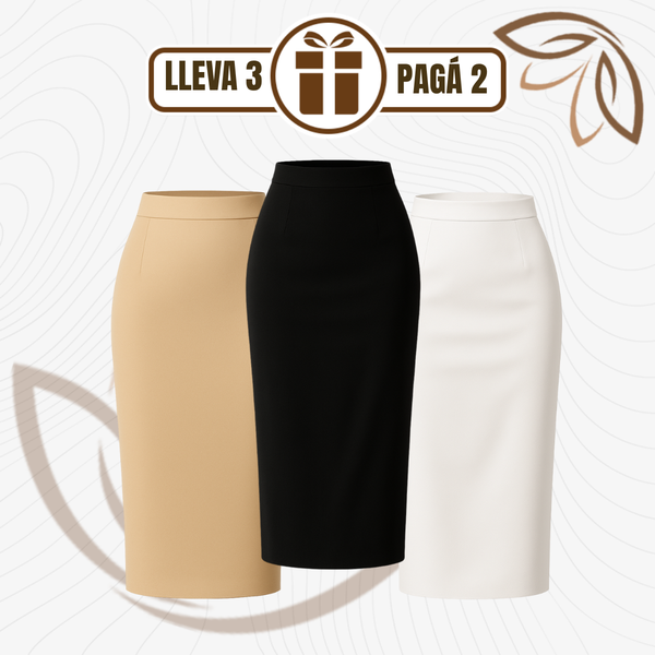 [Llevá 3 Pagá 2] Falda Midi Recta Francini de Cintura Alta en Crepé Sastrero (¡Estilo clásico y elegante!)