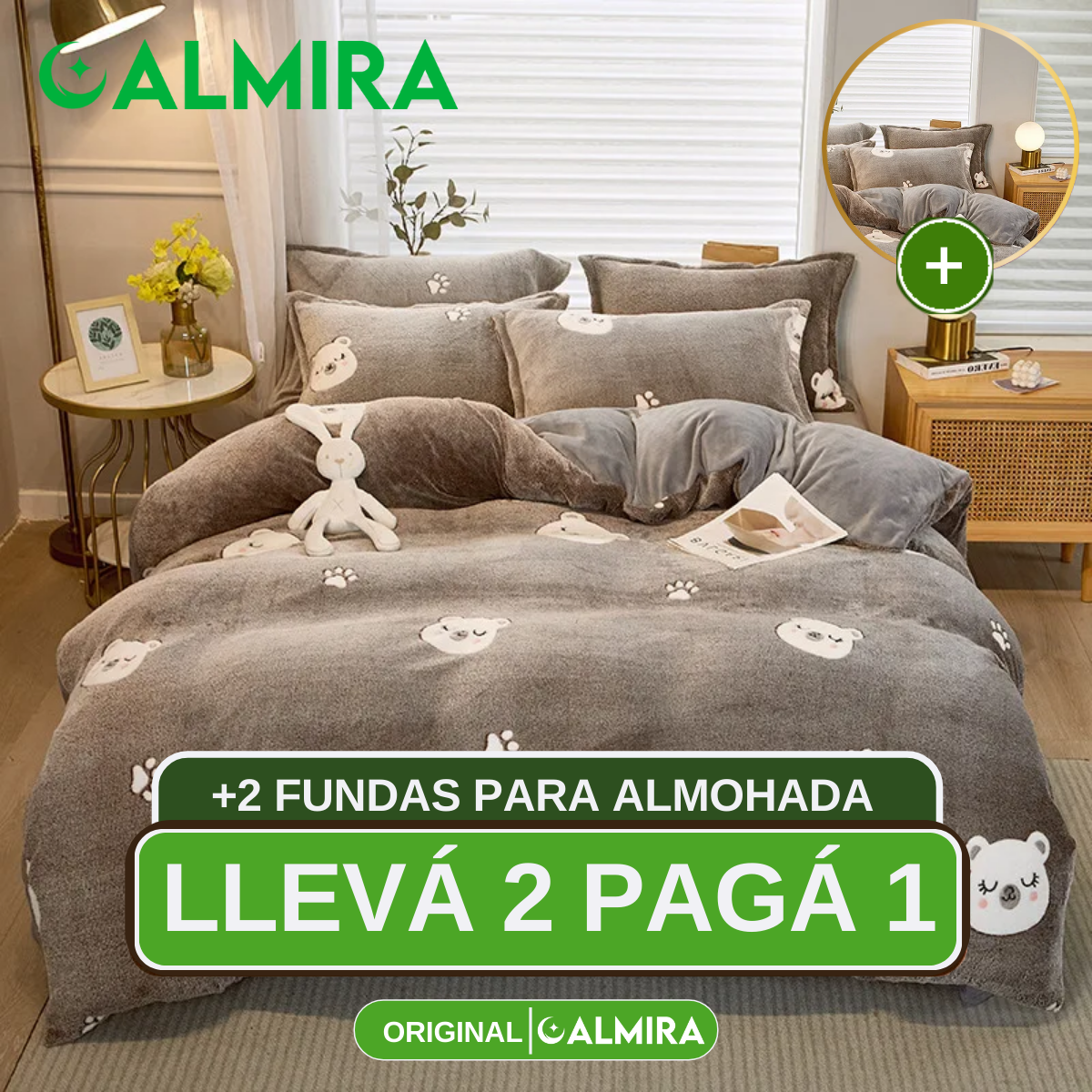 [Llevá 2 Pagá 1] Juego de Ropa de Cama en Algodón y Lana + REGALO: 2 Fundas para Almohada
