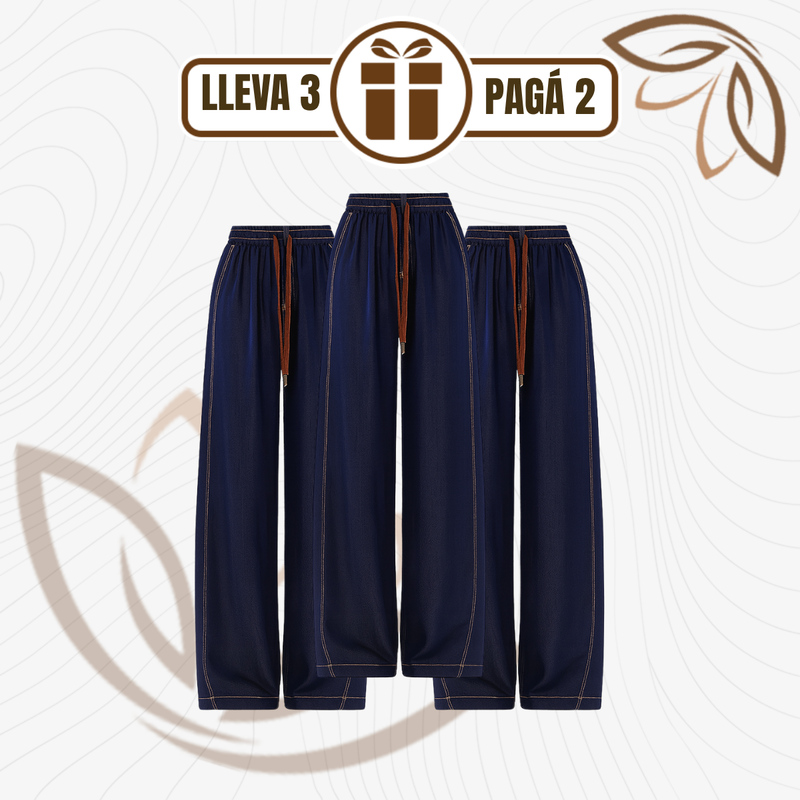 [Llevá 3 Pagá 2] Jean Femenino Aline Wide Leg con Cintura Elástica y Caída Moderna (¡Look moderno y casual!)