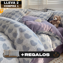 [Llevá 2 Pagá 1] Juego de Cama Completo Estampado en Algodón y Poliéster +2 Fundas para Almohada