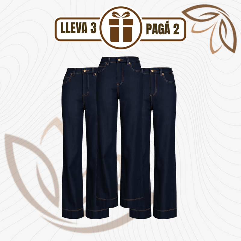 [Llevá 3 Pagá 2] Jean Femenino Lara en Denim Premium de Cintura Alta (¡Caída que realza tu belleza!)
