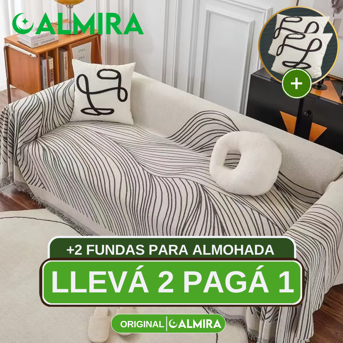 [Pagás 1, Te Llevás 2] Funda para Sofá (¡Ligereza y Encanto que Transforman tu Sofá!) + REGALO: 2 Almohadones