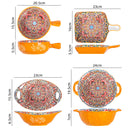 Juego de Comedor Completo de 14 Piezas en Cerámica con Estampa Elegante y Diseño Atemporal