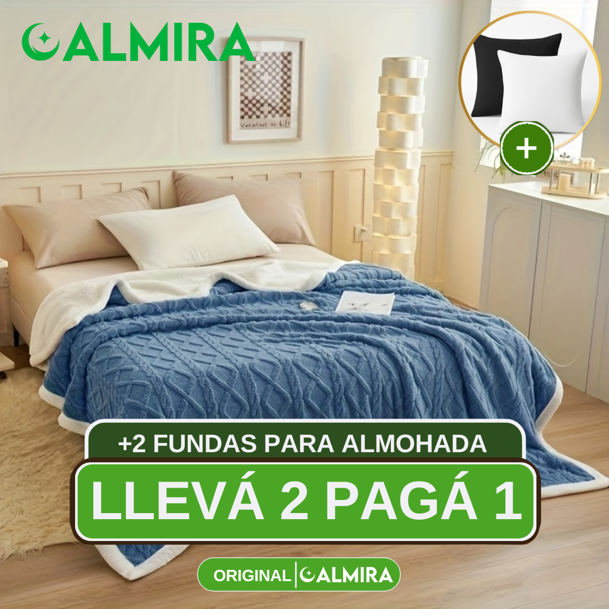 [Llevá 2 Pagá 1] Edredón en Lana Suave con Diseño en Relieve + REGALOS: 2 Fundas para Almohadas