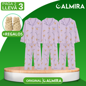 [Llevá 3 Pagá 2] Pijamas Femeninos en Seda Hielo y Algodón + REGALO: Par de Pantuflas
