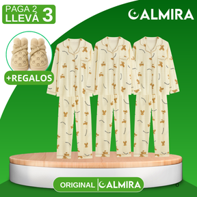 [Llevá 3 Pagá 2] Pijamas Femeninos en Seda Hielo y Algodón + REGALO: Par de Pantuflas