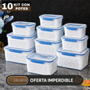 Kit con 10 Recipientes Herméticos con Escurridor Inteligente (Moderno e innovador para tu cocina)